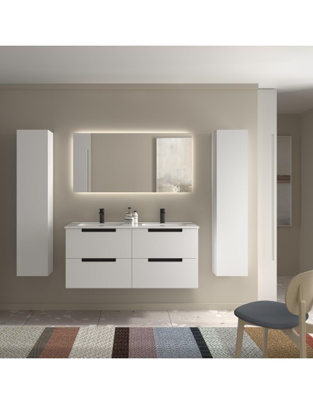 SALGAR LENI Mueble de baño suspendido con lavabo Constanza 120 2 pozas 4 colores - Blanco Mate