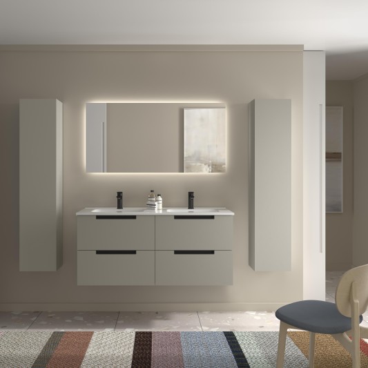 SALGAR LENI Mueble de baño suspendido con lavabo Constanza 120 2 pozas 4 colores - Gris mate