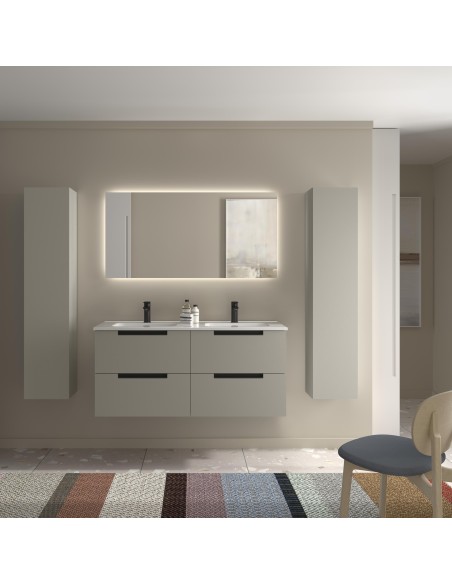 SALGAR LENI Mueble de baño suspendido con lavabo Constanza 120 2 pozas 4 colores - Gris mate