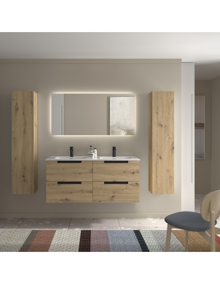 SALGAR LENI Mueble de baño suspendido con lavabo Constanza 120 2 pozas 4 colores - Roble