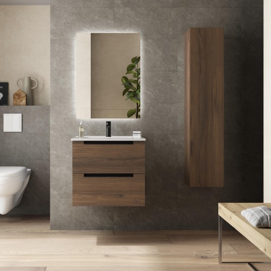 SALGAR LENI Mueble de baño suspendido con lavabo Constanza 60-70-80-100 4 colores - Nogal