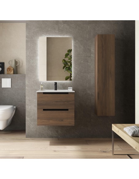 SALGAR LENI Mueble de baño suspendido con lavabo Constanza 60-70-80-100 4 colores - Nogal