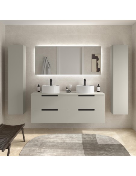 SALGAR LENI Mueble de baño suspendido con lavabo Lisboa 140 2 pozas 4 colores - Gris mate