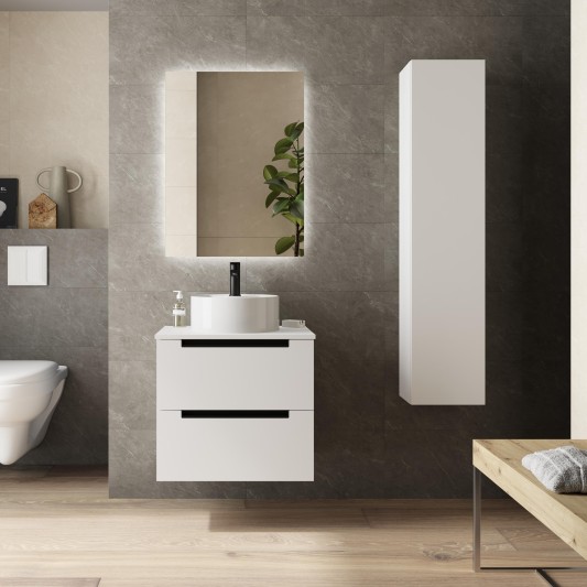 SALGAR LENI Mueble de baño suspendido con lavabo Lisboa 60-70-80-100 4 colores - Blanco Mate