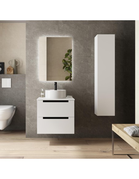 SALGAR LENI Mueble de baño suspendido con lavabo Lisboa 60-70-80-100 4 colores - Blanco Mate