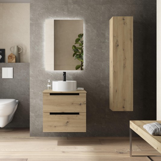SALGAR LENI Mueble de baño suspendido con lavabo Lisboa 60-70-80-100 4 colores - Roble