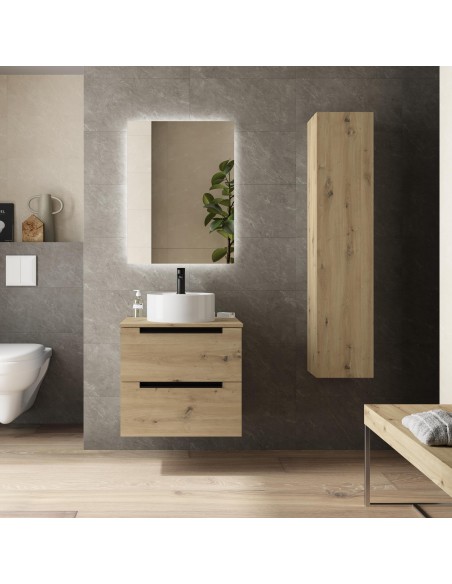 SALGAR LENI Mueble de baño suspendido con lavabo Lisboa 60-70-80-100 4 colores - Roble