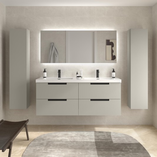 SALGAR LENI Mueble de baño suspendido con lavabo Toscana 140 2 pozas carga mineral 4 colores 2