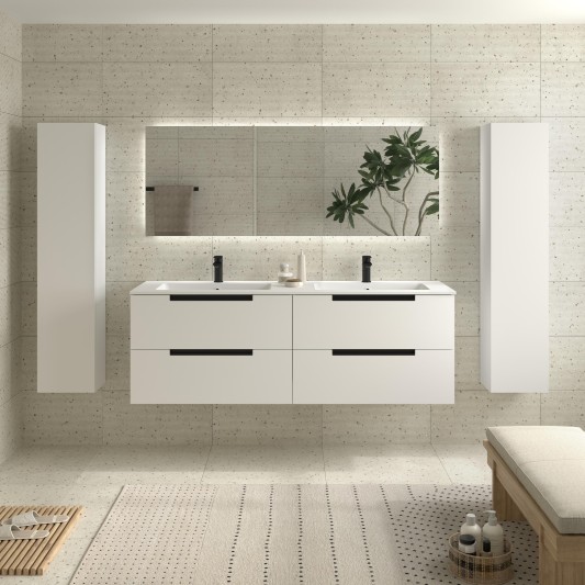 SALGAR LENI Mueble de baño suspendido con lavabo Vilna 160 2 pozas Solid Surface 4 colores 2