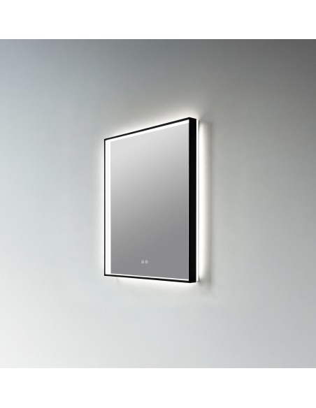 Espejo de baño B-Zeus de Bath Stage, marco negro y luz LED, 60-100 cm