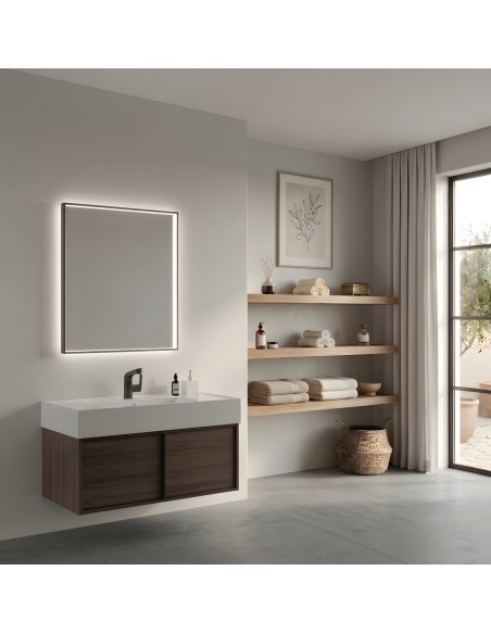 Espejo de baño B-Zeus de Bath Stage, marco oro viejo y luz LED, 60-100 cm