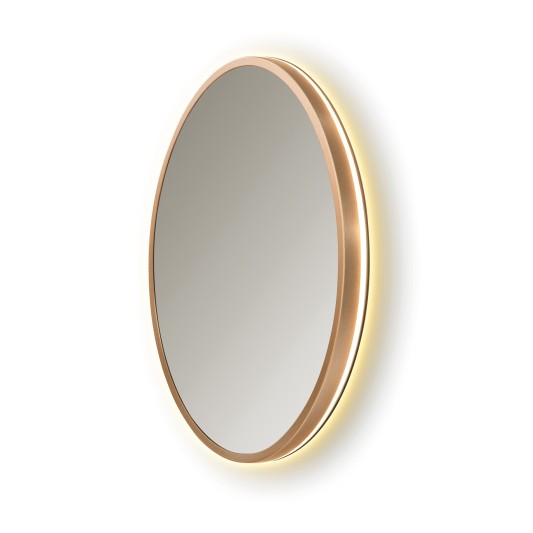 Espejo circular B-Cronos de Bath Stage, marco oro rosa y luz LED, Ø60-80 cm