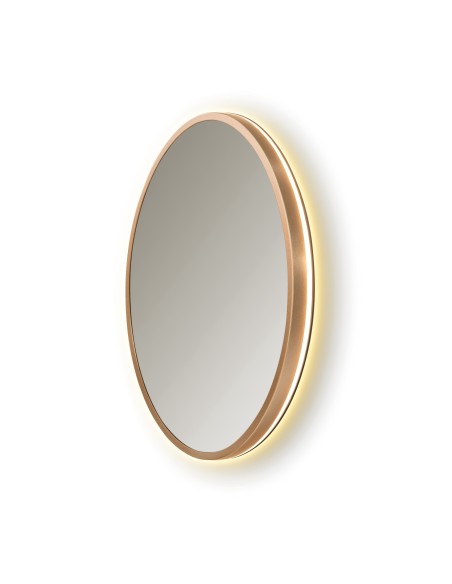 Espejo circular B-Cronos de Bath Stage, marco oro rosa y luz LED, Ø60-80 cm
