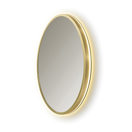 Espejo circular B-Cronos de Bath Stage, marco oro viejo y luz LED, Ø60-80 cm