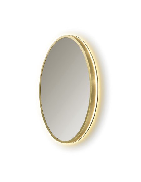 Espejo circular B-Cronos de Bath Stage, marco oro viejo y luz LED, Ø60-80 cm