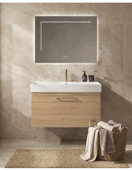 Mueble Elena ONE de un cajón, ambiente en roble claro (recreación)