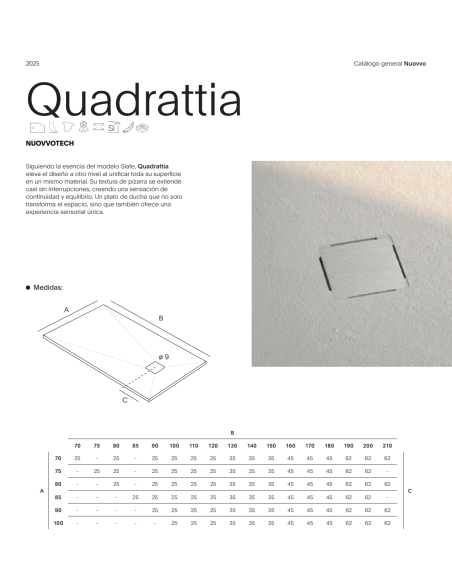 Plato de ducha Quadrattia de Nuovvo a medida · plano técnico