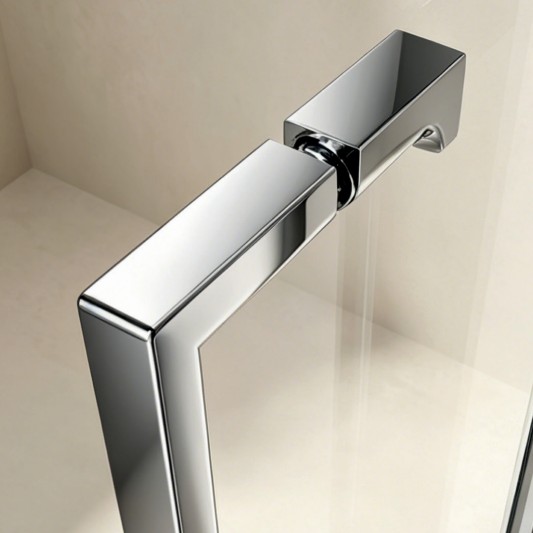 Mampara Level de SBX Ultra-Cromo · Detalle del tirador cuadrado opcional