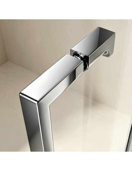Mampara Level de SBX Ultra-Cromo · Detalle del tirador cuadrado opcional