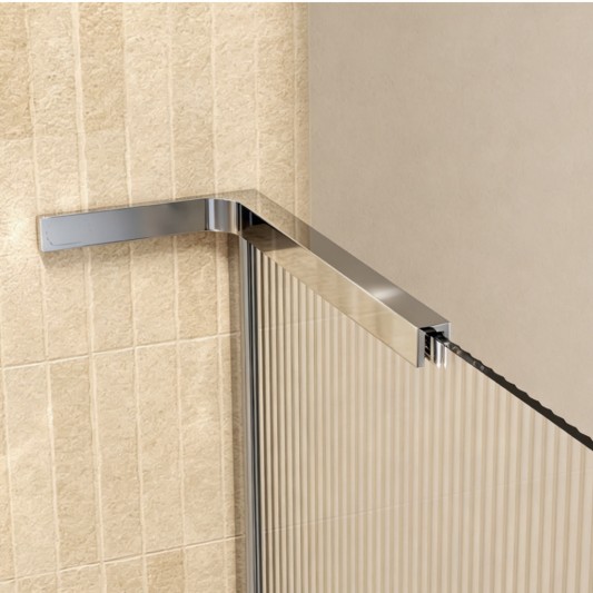 Mampara de ducha fija Fix Waves de SBX Ultra-Cromo · Detalle de fijación a pared Ultra Cromo