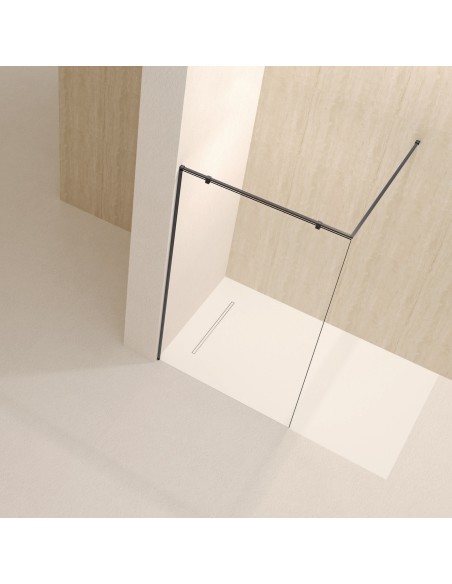 Mampara de ducha fija Corner transparente de SBX Black Gun Metal · Vista superior