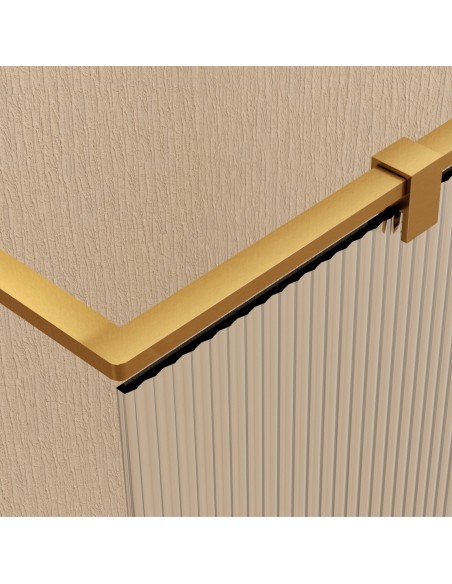 Mampara de ducha fija Corner Waves de SBX Oro Cepillado · Sujeción