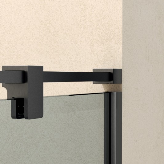Mampara fija de ducha Front Dark Blue de SBX Black Gun Metal · Detalle de sujeción Black Gun Metal