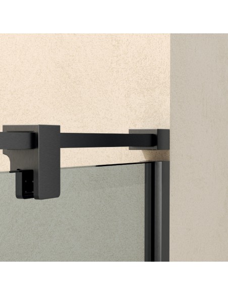 Mampara fija de ducha Front Dark Blue de SBX Black Gun Metal · Detalle de sujeción Black Gun Metal
