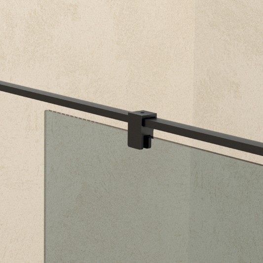 Mampara fija de ducha Front Dark Blue de SBX Black Gun Metal · Brazo superior y pinza de sujeción