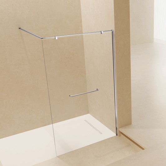 Mampara fija de ducha Corner Luxury de SBX Ultra-Cromo · Principal; toallero opcional