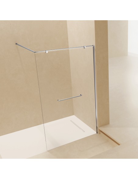 Mampara fija de ducha Corner Luxury de SBX Ultra-Cromo · Principal; toallero opcional