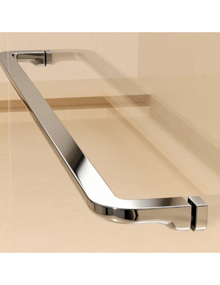 Mampara fija de ducha Corner Luxury de SBX Ultra-Cromo · Detalle de toallero opcional