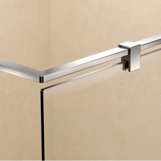Mampara fija de ducha Corner Luxury de SBX Ultra-Cromo · Detalle de sujeción Ultra-Cromo