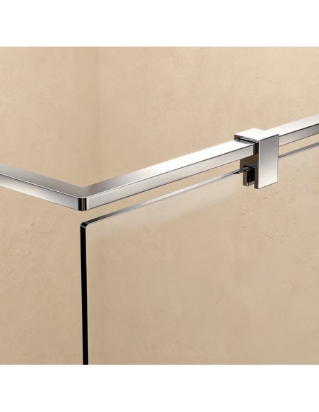 Mampara fija de ducha Corner Luxury de SBX Ultra-Cromo · Detalle de sujeción Ultra-Cromo