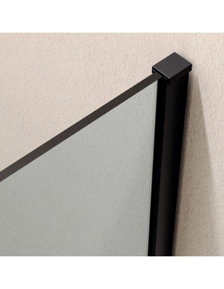Mampara fija de ducha Screen Dark Blue de SBX Negro Mate · Detalle de fijación Negro Mate
