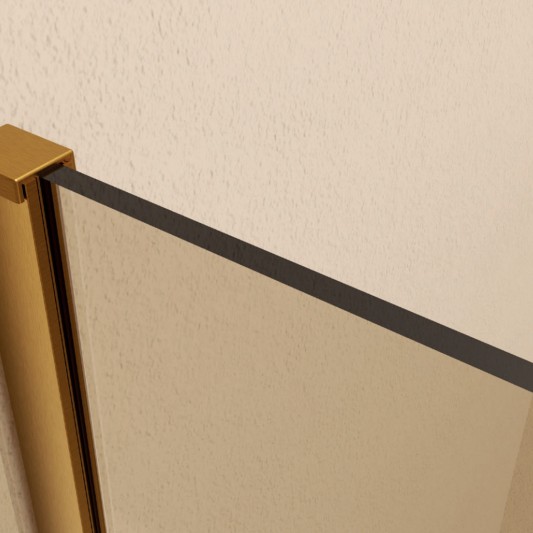 Mampara fija de ducha Screen Gold de SBX Oro Cepillado · Detalle de fijación Oro Cepillado