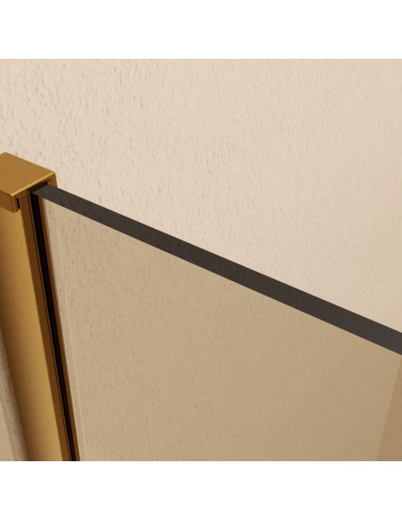 Mampara fija de ducha Screen Gold de SBX Oro Cepillado · Detalle de fijación Oro Cepillado