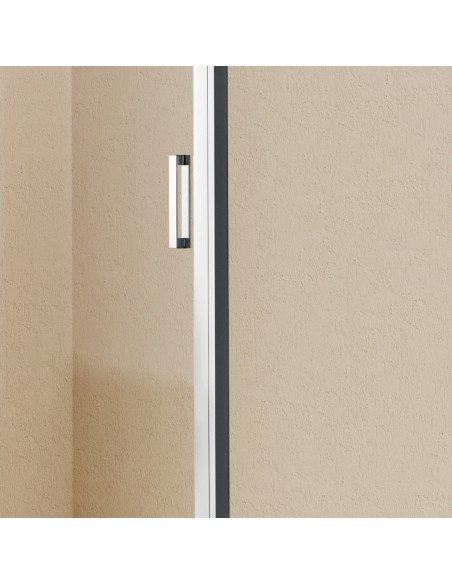 Mampara de ducha frontal Easy de SBX 1 fijo + 1 corredera Cromo · Detalle del tirador Cromo