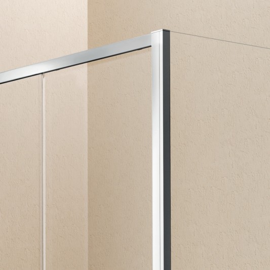 Mampara de ducha frontal Easy de SBX 1 fijo + 1 corredera Cromo · Detalle de perfilería Cromo