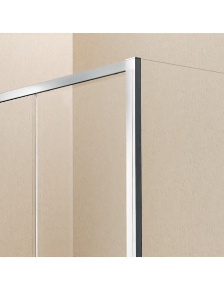 Mampara de ducha frontal Easy de SBX 1 fijo + 1 corredera Cromo · Detalle de perfilería Cromo