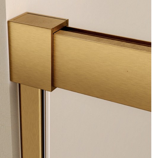 SBX_Imex Mampara de ducha frontal corredera Stylo Oro cepillado 1F+1C op.lateral fijo · Detalle de perfilería Oro Cepillado