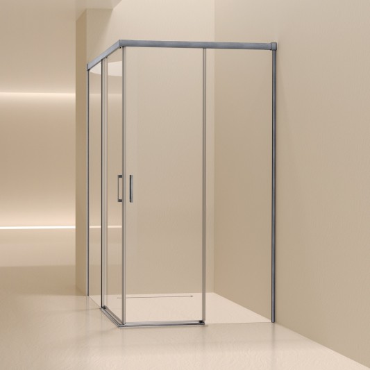 SBX_Imex Mampara de ducha angular Stylo 2F+2C apertura vértice Niquel cepillado · Principal Níquel Cepillado