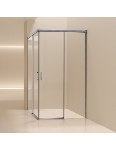 SBX_Imex Mampara de ducha angular Stylo 2F+2C apertura vértice Niquel cepillado · Principal Níquel Cepillado