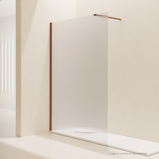 SBX_Imex Mampara hoja fija SCREEN Wave Oro rosa cepillado vidrio acanalado · Principal Waves Oro Rosa Cepillado