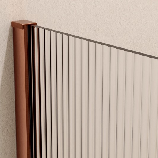 SBX_Imex Mampara hoja fija SCREEN Wave Oro rosa cepillado vidrio acanalado · Principal Waves Oro Rosa Cepillado 2