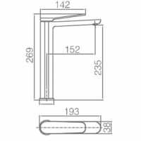 Grifo lavabo caño alto Dinamarca BDR031-3CR