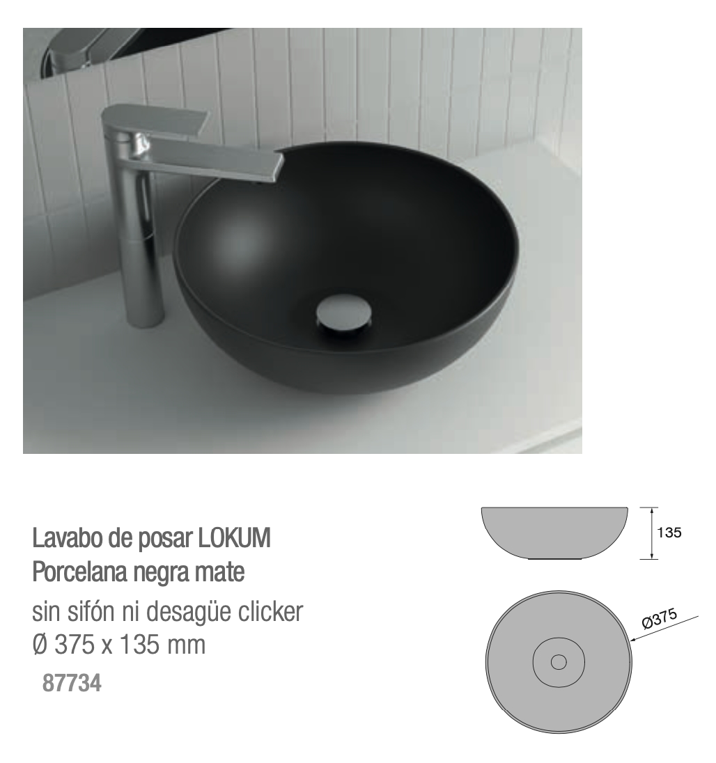 Lavabo Lokum Negro mate